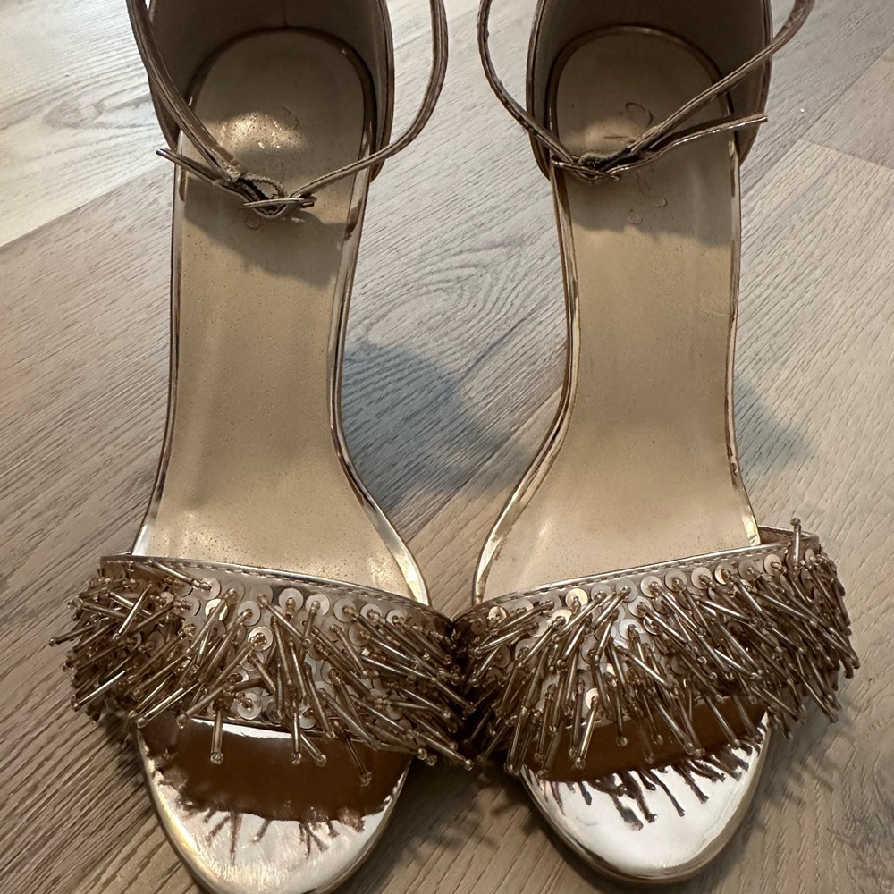 Qupid Gold Spiked Heels